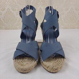 Joie Kaelyn Size 39 (US 8.5-9) Blue Wedge Espadrille Heels Strappy Ankle Buckle